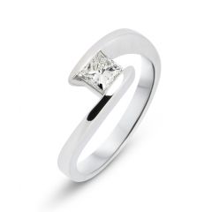 Bague Or Blanc 750 Diamant Princesse