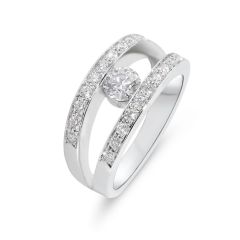 Bague Or Blanc 750 Diamant