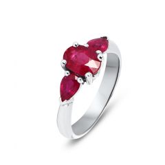 Bague Or Blanc 750 Trilogie Rubis