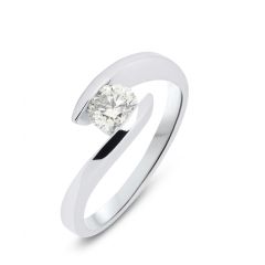 Bague Or Blanc Diamant Corps Croisé