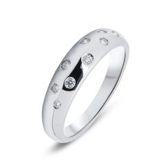 Bague Or Blanc Diamant Quinconce (0.11ct)