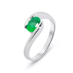 Bague Or Blanc Emeraude Ovale 7x5mm