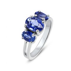 Bague Or Blanc Trilogie de Saphirs