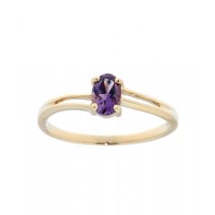 Bague Or Jaune 375 Améthyste Ovale 6x4mm