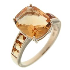 Bague Or Jaune 375 Citrine Coussin