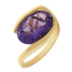 Bague Or Jaune 750 Améthyste Ovale 14x10mm