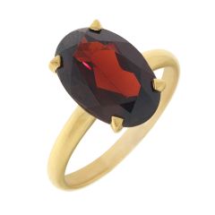 Bague Or Jaune 750 Grenat Ovale 13x9mm