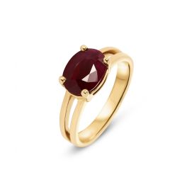 Bague Or Jaune 750 Rubis Ovale 9x7mm