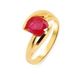 Bague Or Jaune 750 Rubis Ovale 9x7mm