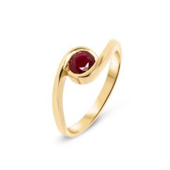 Bague Or Jaune 750 Rubis Rond 4.6mm