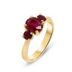 Bague Or Jaune 750 Trilogie Rubis
