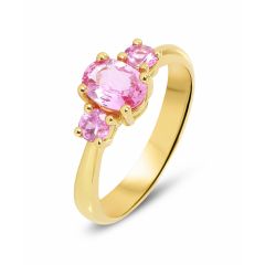 Bague Or Jaune 750 Trilogie Saphirs Roses