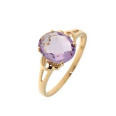 Bague Or Jaune Améthyste Ovale 10x8mm