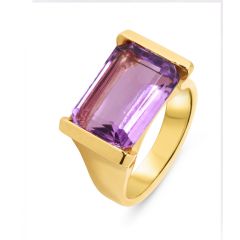 Bague Or Jaune Améthyste Rectangulaire