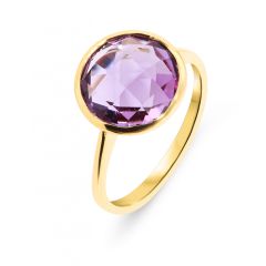 Bague Or Jaune Améthyste ronde 10mm