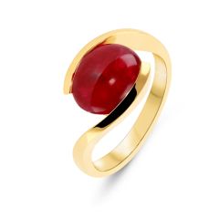 Bague Or Jaune Rubis Cabochon 10x8mm