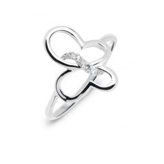 Bague Papillon Or Blanc 750 Diamant 0.03 carat