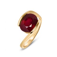 Bague Rubis 10x8mm Or Jaune - Pierre traitée