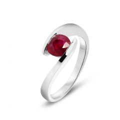 Bague Rubis Rond 5.9mm Or Blanc
