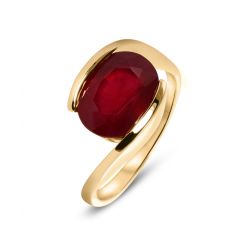 Bague Rubis Traité Ovale 11x9mm Or Jaune