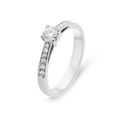Bague Solitaire accompagné Diamant sur Or blanc 750