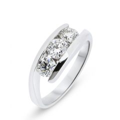 Bague Trilogie Diamant Or Blanc (0.97ct)