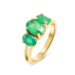 Bague Trilogie Emeraudes Ovales Or Jaune