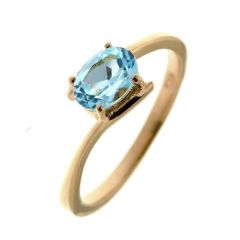Bague Vermeil Topaze bleue traitée Ovale 7x5mm