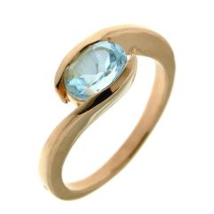Bague Vermeil Topaze bleue traitée Ovale 8x6mm