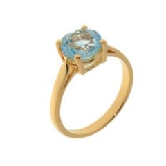 Bague Vermeil Topaze Bleue Traitée Ronde 8mm