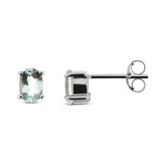 Boucles d'oreilles Aigue Marine Ovale 6x4mm en Or Blanc 375