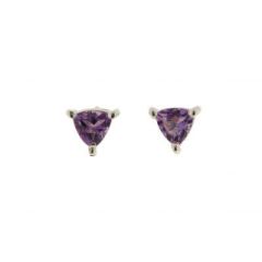 Boucles d'oreilles Argent Améthyste Trillion 5mm