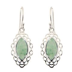 Boucles d'oreilles Argent Aventurine Navette 12x6mm