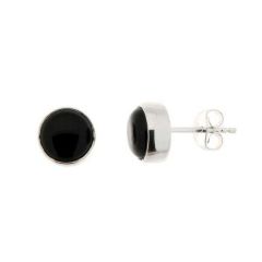 Boucles d'oreilles Argent  Onyx Rondes 8mm