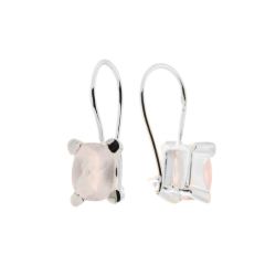 Boucles d'oreilles Argent Quartz Rose Rectangulaires 10x6mm