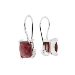 Boucles d'oreilles Argent Rhodonite Rectangulaires 10x6mm