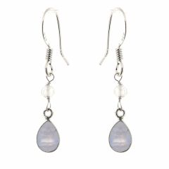 Boucles d'oreilles Calcédoine bleue et Labradorite sur  Argent