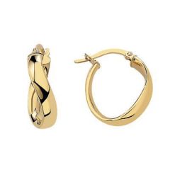 Boucles d'oreilles Créoles Ondulées Or Jaune 750