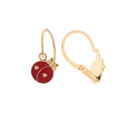 Boucles d'oreilles Dormeuses Coccinelles Or Jaune 750