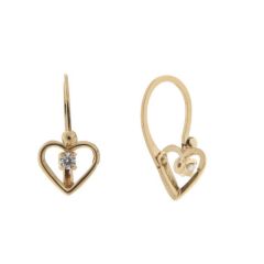 Boucles d'oreilles Dormeuses Motif Coeur et Oxyde en Or 375