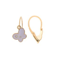 Boucles d'oreilles Dormeuses Papillons Or Jaune 750