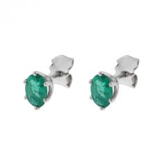 Boucles d'oreilles Emeraude Ovale 6x4mm or Blanc