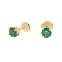 Boucles d'oreilles Emeraudes rondes 5.6mm Or Jaune