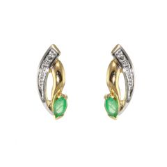 Boucles d'oreilles Or 2tons Emeraude 4x2mm