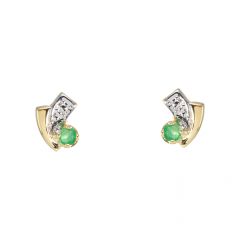 Boucles d'oreilles Or 2tons Emeraude rondes 2.5mm