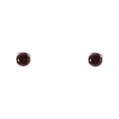 Boucles d'oreilles Or Blanc 375 Grenat 4mm