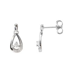 Boucles d'oreilles Or Blanc 750 Diamant 0.10 carat