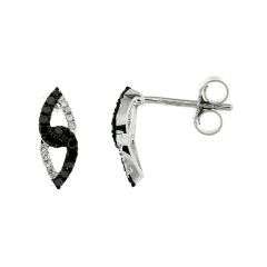 Boucles d'oreilles Or Blanc 750 Diamant Blanc & Noir 0.12 carat