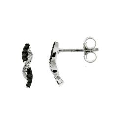 Boucles d'oreilles Or Blanc 750 Diamant Blanc & Noir 0.14 carat