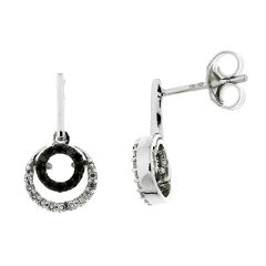 Boucles d'oreilles Or Blanc 750 Diamant Blanc & Noir 0.17 carat